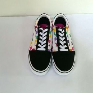 old skool checkered rainbow vans